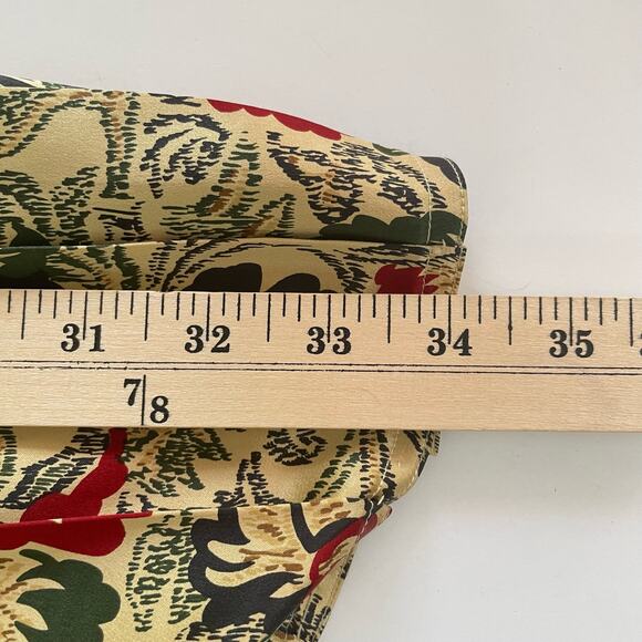 Vintage 80s High Rise Silk Maxi Skirt Box Pleated Button Down Skirt Floral Sz 18 - Picture 11 of 11